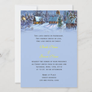 Convites Casamento religioso do mundo nevado no Natal vinta