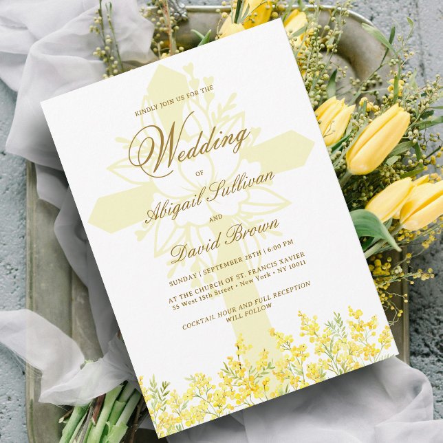Convites Casamento Religioso Mimosa Amarela (Criador carregado)