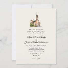 Convites Casamento Religioso Vintage Igreja Ecru