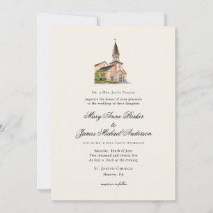 Convites Casamento Religioso Vintage Igreja Ecru