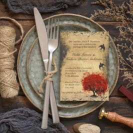 Convites Casamento Renascentista Medieval de Árvore Folha V