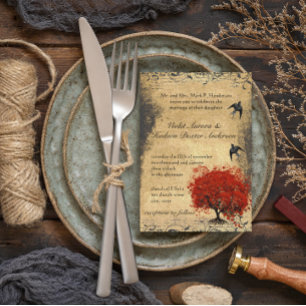 Convites Casamento Renascentista Medieval de Árvore Folha V