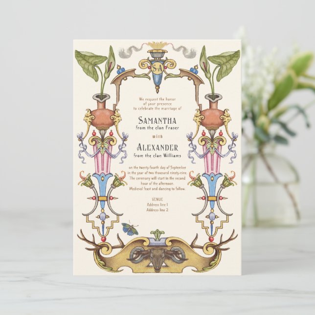 Convites Casamento Renascentista Medieval Idade Média Renfa (Em pé/Frente)