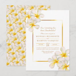 Convites Casamento reprogramado de ouro branco Frangipani