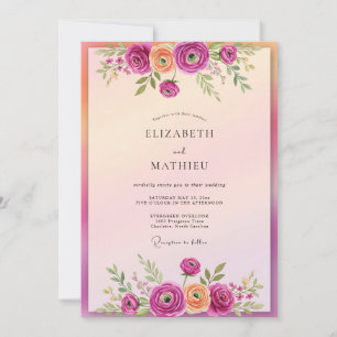 Convites Casamento Resplandecente de Magenta na Primavera