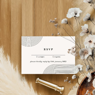 Convites Casamento Resposta Gentil Arte Linha Simples Preto