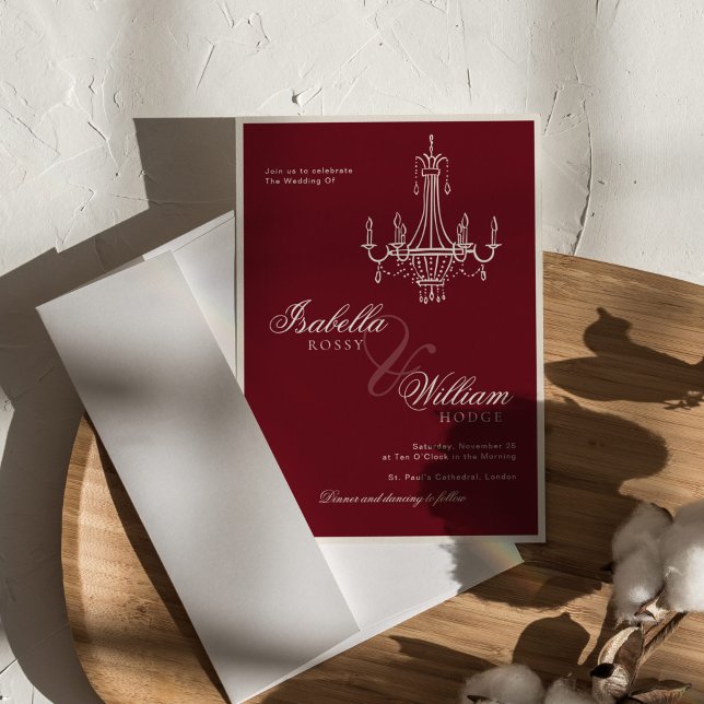 Convites Casamento Retro Antigo Dinheiro Vermelho Profundo  (Criador carregado)