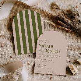 Convites Casamento Retro Arqueado Chique Verde Oliva