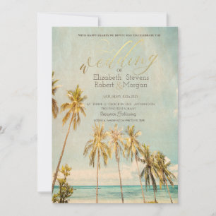 Convites Casamento Retro Beach Palms