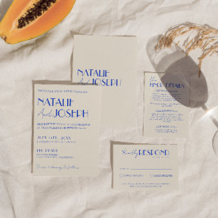 Convites Casamento Retro Boho Francês Triz Azul Moderno