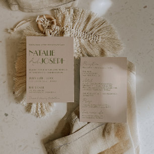 Convites Casamento Retro Chique Verde Oliva em Tudo Incluíd