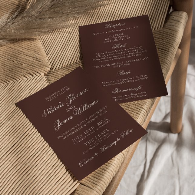 Convites Casamento Retro Chocolate Marrom Dinheiro Antigo T (Criador carregado)