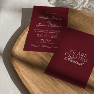 Convites Casamento Retro Clássico Burgundy Fancy Old Money