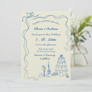 Convites Casamento Retro com Letra Desenhada à Mão Capricho