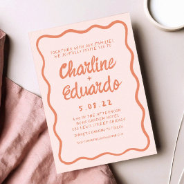 Convites Casamento Retro Cor-de-Rosa e Escrita Manual Verme