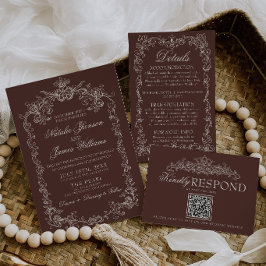 Convites Casamento Retro de Chocolate Marrom Antigo