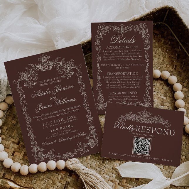 Convites Casamento Retro de Chocolate Marrom Antigo (Criador carregado)