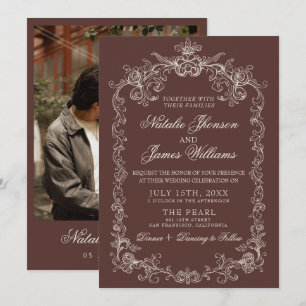 Convites Casamento Retro de Chocolate Marrom Antigo