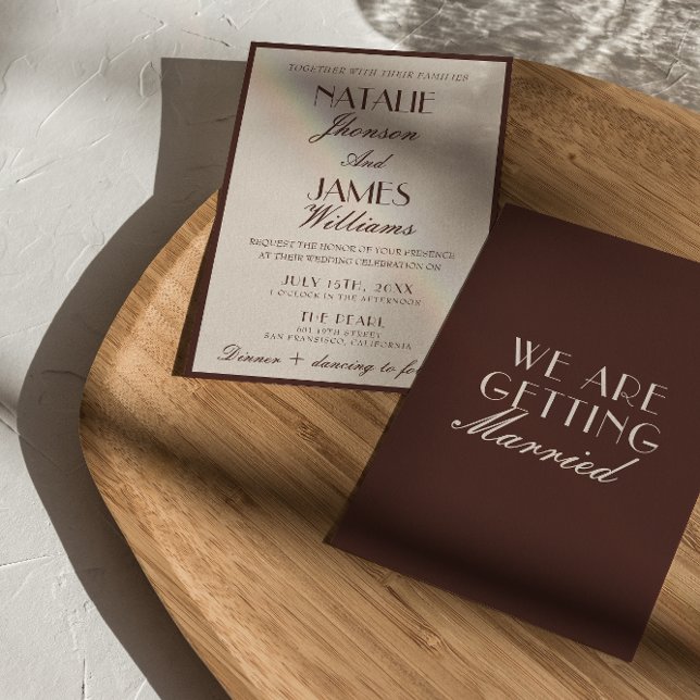 Convites Casamento Retro de Chocolate Marrom Luxuoso (Criador carregado)