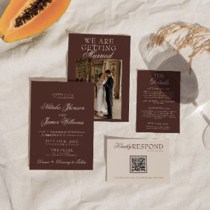Convites Casamento Retro de Chocolate Marrom Luxuoso Antigo