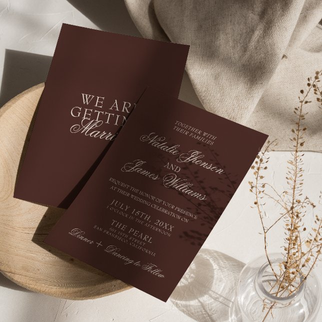 Convites Casamento Retro de Dinheiro Antigo Marrom Chocolat (Criador carregado)