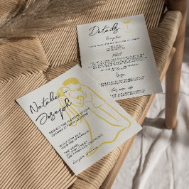 Convites Casamento Retro Desenhado à Mão Escrito Verão Tudo