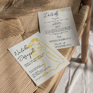 Convites Casamento Retro Desenhado à Mão Escrito Verão Tudo