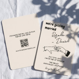 Convites Casamento Retro Desenhado à Mão Ousado Excêntrico