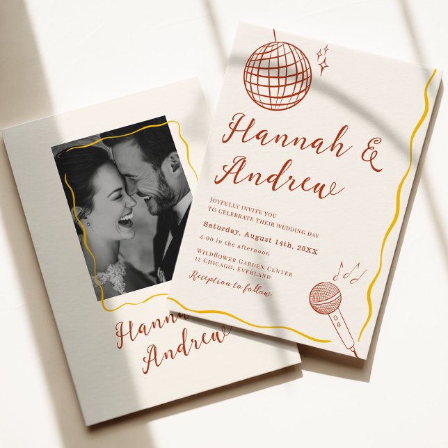 Convites Casamento Retro Disco (Criador carregado)