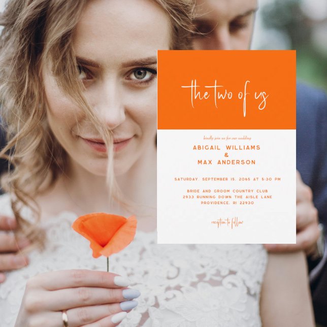 Convites Casamento Retro Laranja Nós Dois (Criador carregado)