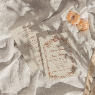 Convites Casamento Retro Laranja Queimado Dinheiro Antigo T