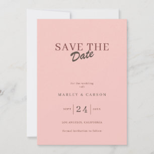 Convites Casamento Retro Minimal Blush Rosa Salvar Data
