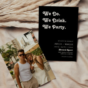 Convites Casamento Retro Moderno Nós Fazemos Nós Bebemos Nó