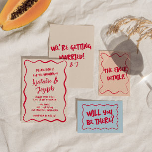 Convites Casamento Retro-Negrito Colorido Escrito À Mão