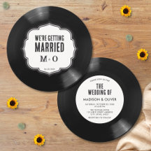 Casamento Retro Único em Vinil Preto e Branco