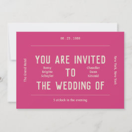 Convites Casamento Retro-Vibrante Rosa e Creme