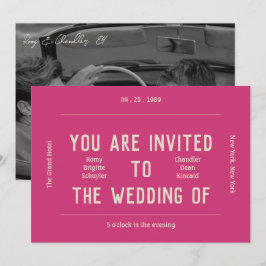 Convites Casamento Retro-Vibrante Rosa e Creme