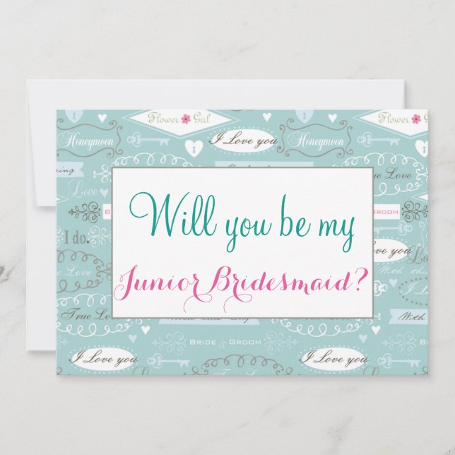 Convites Casamento retro você será dama de honra júnior (Frente)