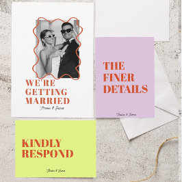 Convites Casamento retrógrado de Wavy Colorful moderno