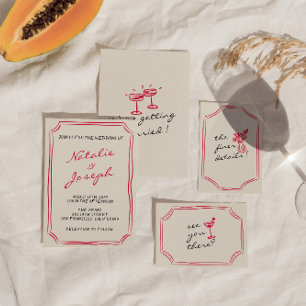 Convites Casamento Retrópico De Brincadeira Com Desenho Esc