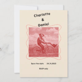 Convites Casamento Retrospectivo Moderno e Minimalista Verm