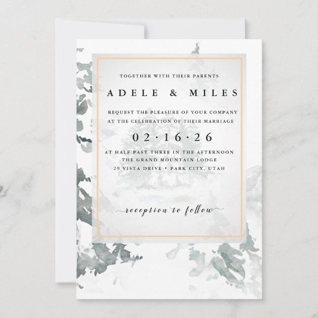 Convites Casamento Reverioso de Inverno (Frente)