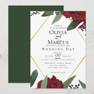Convites CASAMENTO Rich Borgondy Marsala Floral 3