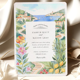 Convites Casamento Riviera Francês com Aquarela