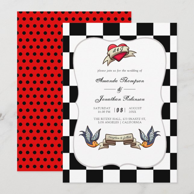 Convites Casamento Rockabilly (Frente/Verso)