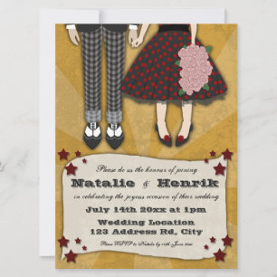 Convites Casamento Rockabilly, casamento 6.5x8.75