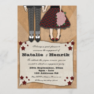 Convites Casamento Rockabilly, noivado 5x7