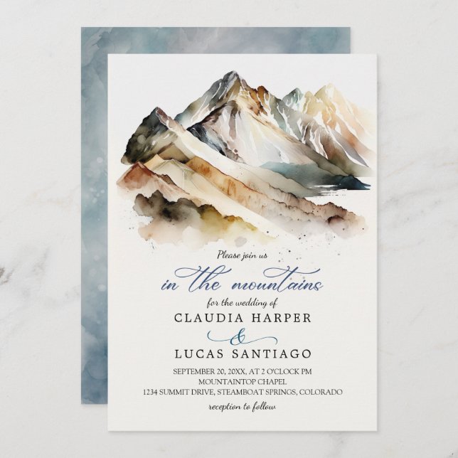 Convites Casamento Rocky Mountain (Frente/Verso)