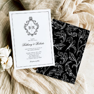Convites Casamento Rococó Vintage Monograma