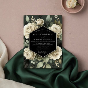 Convites Casamento Romance Botânico Creme